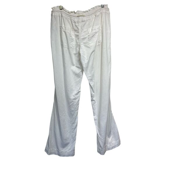 Roxy White Linen Blend Oceanside Flared Pants, M - Picture 3 of 11